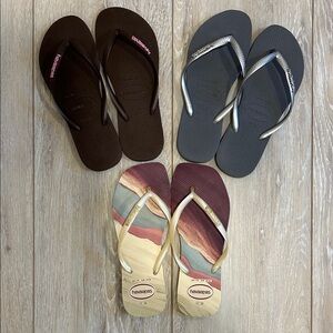 3 pairs of  Havaianas Flip Flops